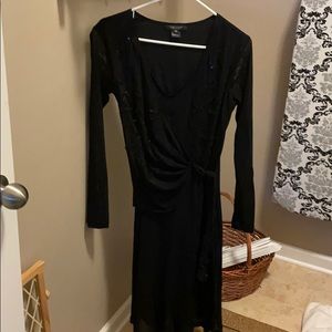 Black cross tie cocktail dress black Karen Kane